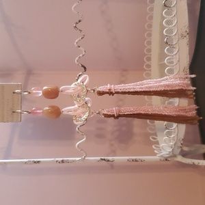 Anthropologie peach/pink and caramel earrings.